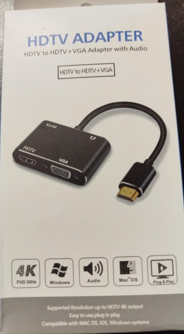ADAPTADOR HDMI A VGA+HDMI+3.5MM CAJA BLANCA