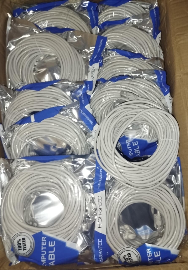 CABLE RED 20 MT BLANCO BOLSA AZUL