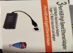 HUB TIPO C + 3P USB + RED  CAJA BLANCA 3.0 RECTANGULAR